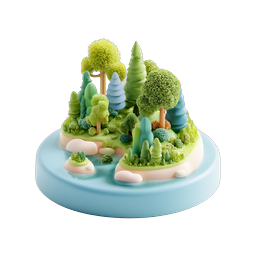 Miniature Clay Forest Island - 3D Nature Icon