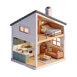 Miniature Dollhouse Home 3D Illustration Icon