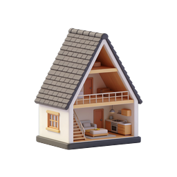 Miniature Dollhouse 3D Icon - Cozy Home Interior