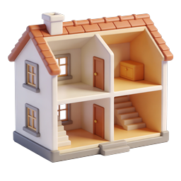 Charming 3D Miniature Dollhouse Cross-Section Icon