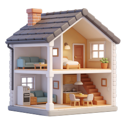 Charming Miniature Dollhouse 3D Icon for Home & Real Estate