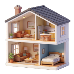 Miniature Dollhouse 3D Home Icon - Cozy Interior