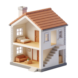 Miniature Dollhouse Icon - 3D House Cross-Section