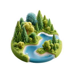 Miniature Forest Island Landscape 3D Icon
