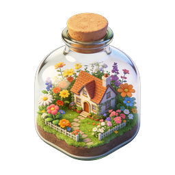 Enchanted Miniature Garden Bottle with Cottage Icon