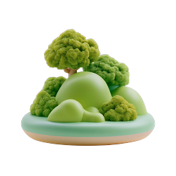 Miniature Garden Island 3D Icon | Clay Style Nature