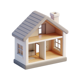 Miniature House 3D Icon - Real Estate Home Symbol