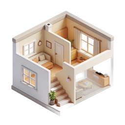 Miniature House Interior Isometric 3D Icon