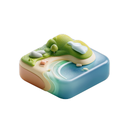 Miniature Island Landscape Clay 3D Icon