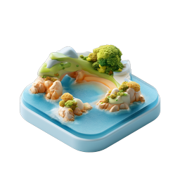 Miniature Island Landscape 3D Clay Icon