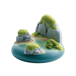 Miniature Island Landscape 3D Clay Icon
