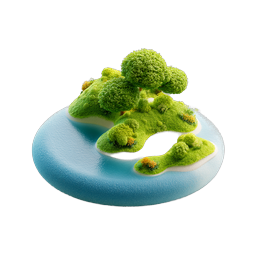 Miniature Island Scene 3D Clay-Style Nature Icon
