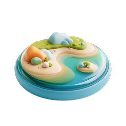 Miniature Clay Landscape Diorama Icon - Tropical Island Scene