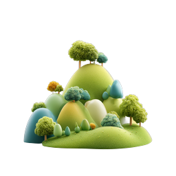 Miniature Landscape 3D Icon - Whimsical Nature Scene