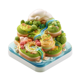 Ícone 3D de ilha miniatura de argila