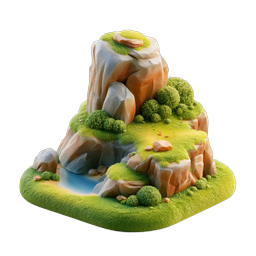 Miniature Mountain Island Landscape 3D Icon