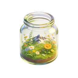 Miniature Terrarium Jar with Mountain and Wildflowers