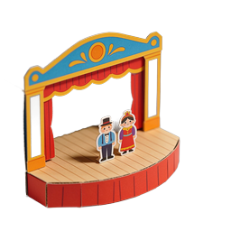 Miniature Theater Stage Icon - 3D Papercraft Design