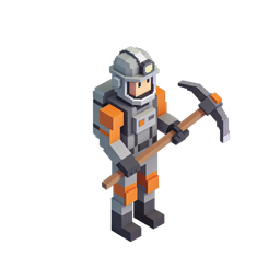Pixelated Mining Hero Icon for Games and Projects