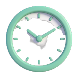 Mint Green 3D Clock Icon - Soft Clay Style Time