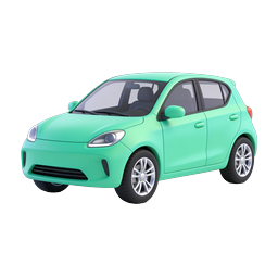 Mint Green Hatchback Car Icon | 3D Rendered