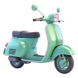 Mint Green Vintage Scooter 3D Icon for Urban Apps