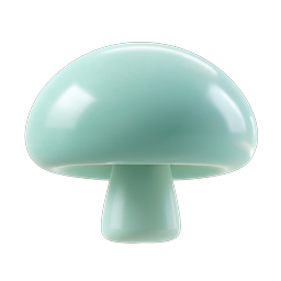 Icono 3D de hongo de arcilla verde menta