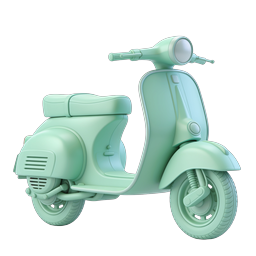 Mint Green Retro Scooter 3D Icon | Clay Style