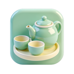 Mint Green Ceramic Tea Set Icon - 3D Render