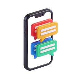 Mobile Chat Messages 3D Icon - Colorful Speech Bubbles