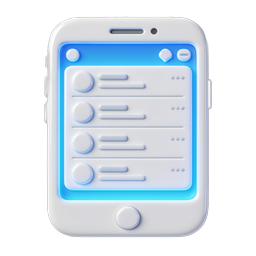 Mobile App List Interface Icon - 3D Smartphone