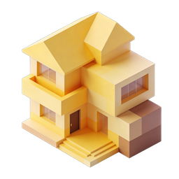 3D Yellow House Icon for Real Estate Applications