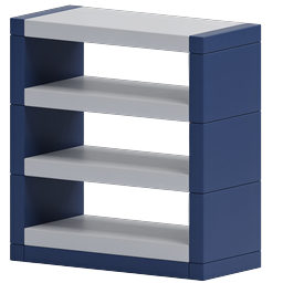Modern Bookshelf Storage Icon - Navy Blue 3D Design