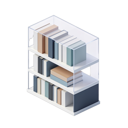 Modern Isometric Bookshelf with Colorful Books Icon