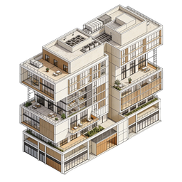 Modern Building Icon for Real Estate and Architecture