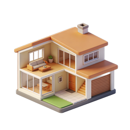 Modern Isometric Dollhouse Cross-Section Icon