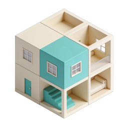 Modern Isometric Dollhouse Icon – 3D Home Design