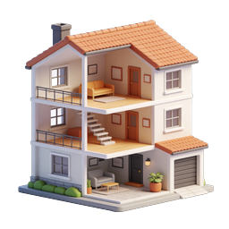 Modern Isometric Dollhouse Icon | 3D Miniature Home