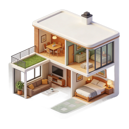 Modern Isometric Dollhouse 3D Home Icon | Real Estate