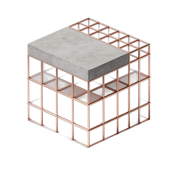 Icona modello architettonico 3D di padiglione in vetro moderno
