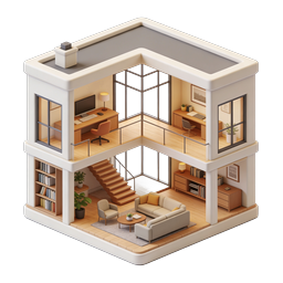 Modernes isometrisches Haus-Icon | 3D-Innenarchitektur