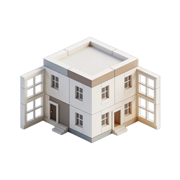 Modern Isometric House Building Icon for Real Estate