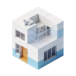 ไอคอนบ้านไอโซเมตริกทันสมัย - การออกแบบบ้าน 3D สไตล์มินิมอล