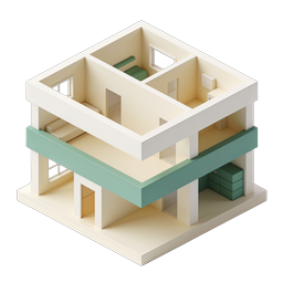 Modern Isometric House Icon - 3D Architectural Illustration