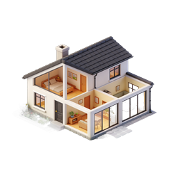 Modern House 3D Isometric Icon - Real Estate Design