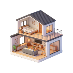 Modern Isometric House Icon - 3D Home Design