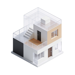 Modern Isometric House Icon - Minimalist 3D Architecture