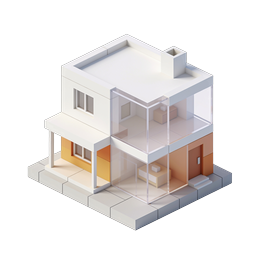 Modern Isometric House Icon - 3D Architecture Design