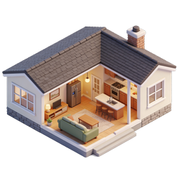Modern Isometric House Interior Cutaway Icon