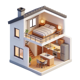 Modern Isometric House Icon - 3D Home Interior Design